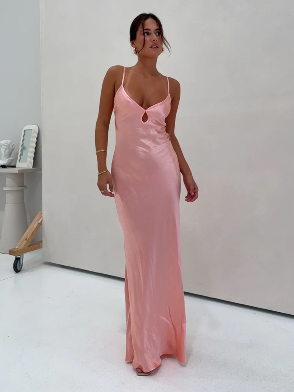 Bec & Bridge Cedar City Satin Maxi Dress in Coral Size 4 NWT Wedding Guest